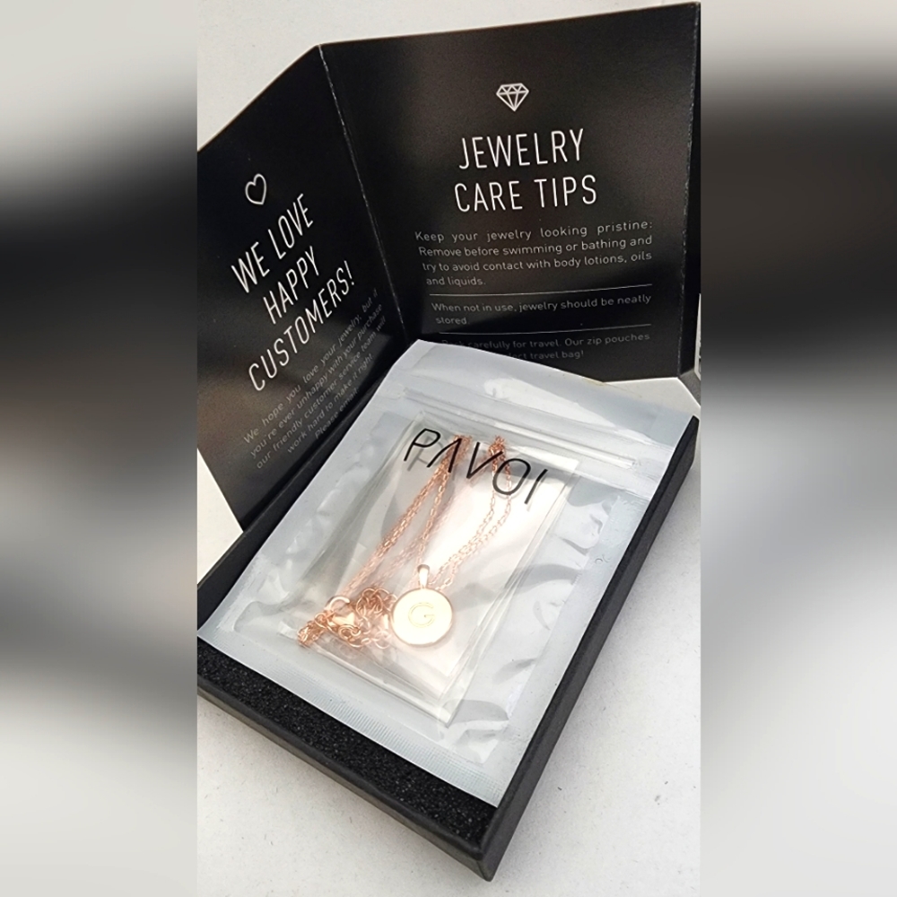 PAVOI 14K Rose Gold Plated Letter  "G" Necklace for Women | Gold Initial Neckla